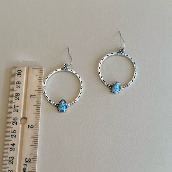 Silver and Blue Teardrop Earrings M1232 - Picture 5 of 5